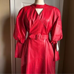 Elegant Red Leather Dress